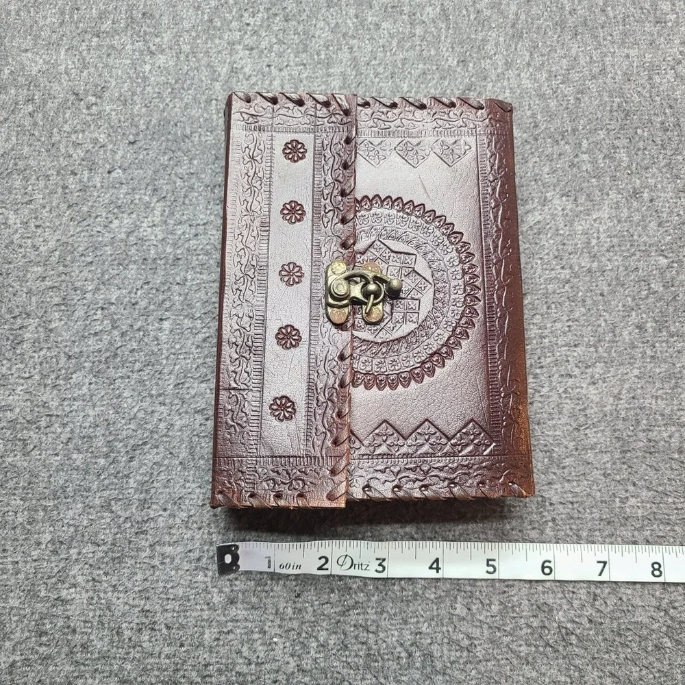 Handmade Embossed Leather Journal Notebook Diary with Clasp Closure‎